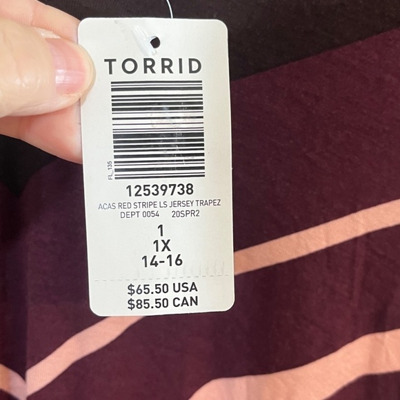 Torrid Dress 14 Burgundy Midi Striped Chevron Retro Boho 80s Artsy Classic - Picture 8 of 12